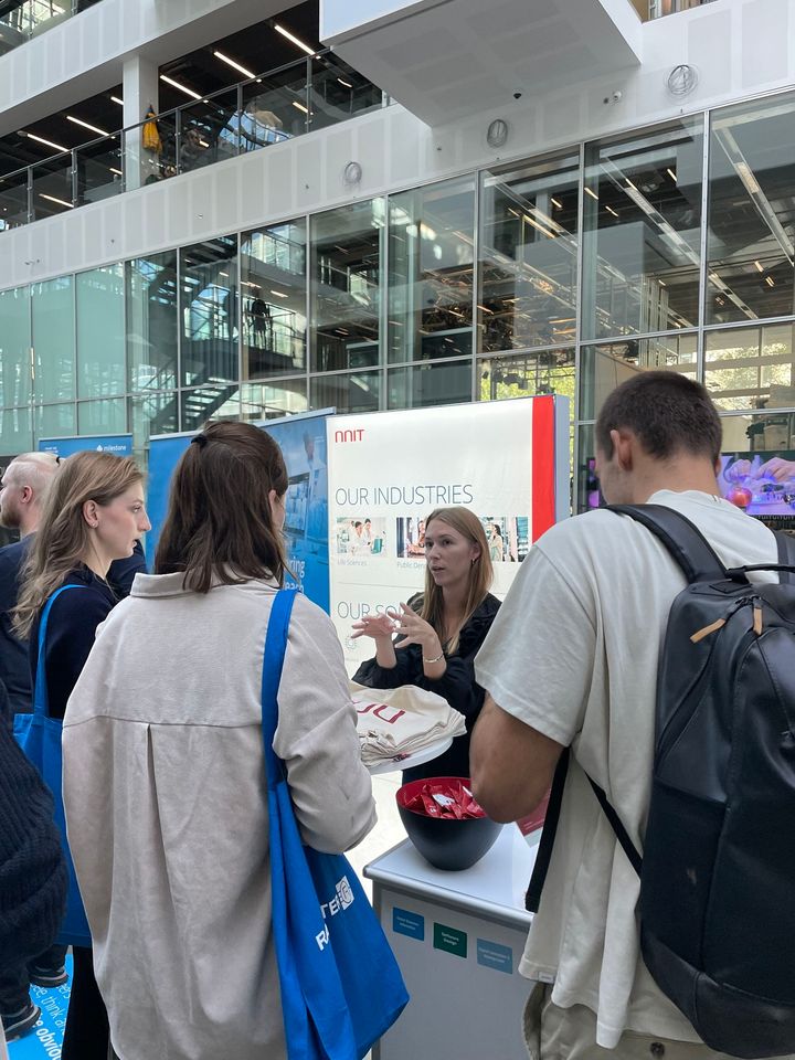 We are always on the lookout for new talent and we have a long tradition of hiring and developing young talents. That’s why we always visit the IT-Universitetet i København when they host IT Match Making Days.
 
And last week we enjoyed talking with many talented students who bring all the latest knowledge on digital transformation – something we have long appreciated with our Graduates and Young Professionals who are already a part of NNIT.
 
Thinking about your next steps after your studies or looking for a student job?
Check out our available positions here: https://okt.to/1yXomz
 
And stay tuned for news on our Graduate Programs for 2025 – the new programs will be announced in December 2024.
 
#NNIT #LiberateYourTalent