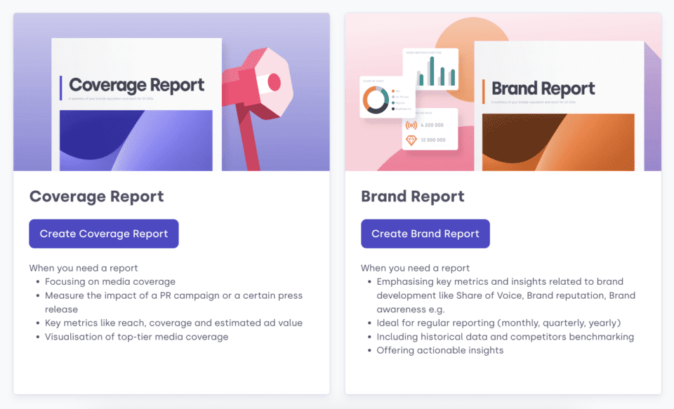 Reports - Brand Report, Coverage Report